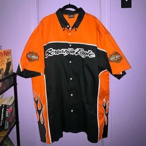 🔥RARE🔥 harley davidson x screamin’ eagles button up shirt